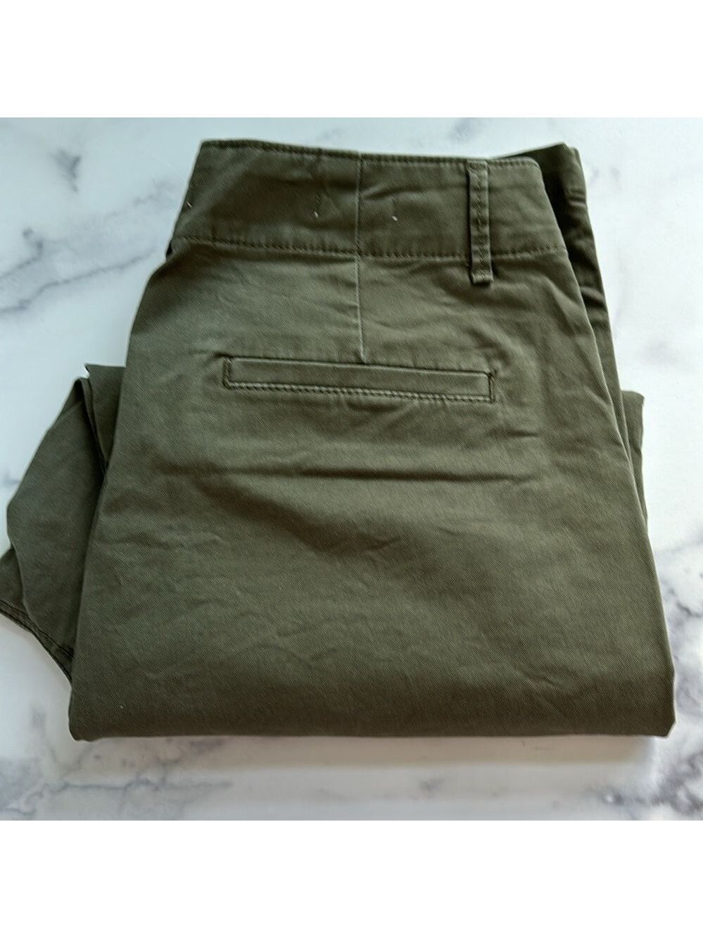 Loft The Perfect Straight Capri Pants in Washed Twill Olive Green Size 12P - Picture 10 of 10
